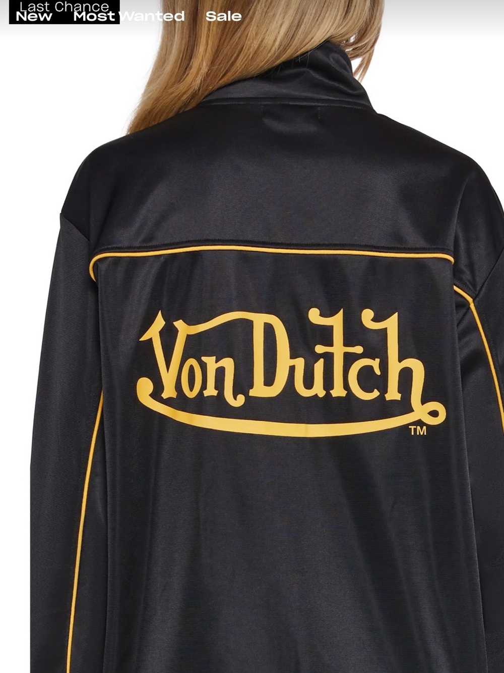 Von Dutch Black Jacket with Yellow Logo Piping - Picture 6 of 7